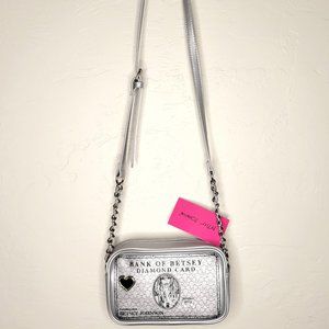 Betsey Johnson - Bank of Betsey Diamond Card- Silver Crossbody Handbag